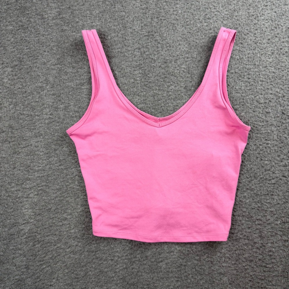 Hollister Tank Top Women's Small Pink V-Neck Sleeveless Crop Top Stretch Fitted